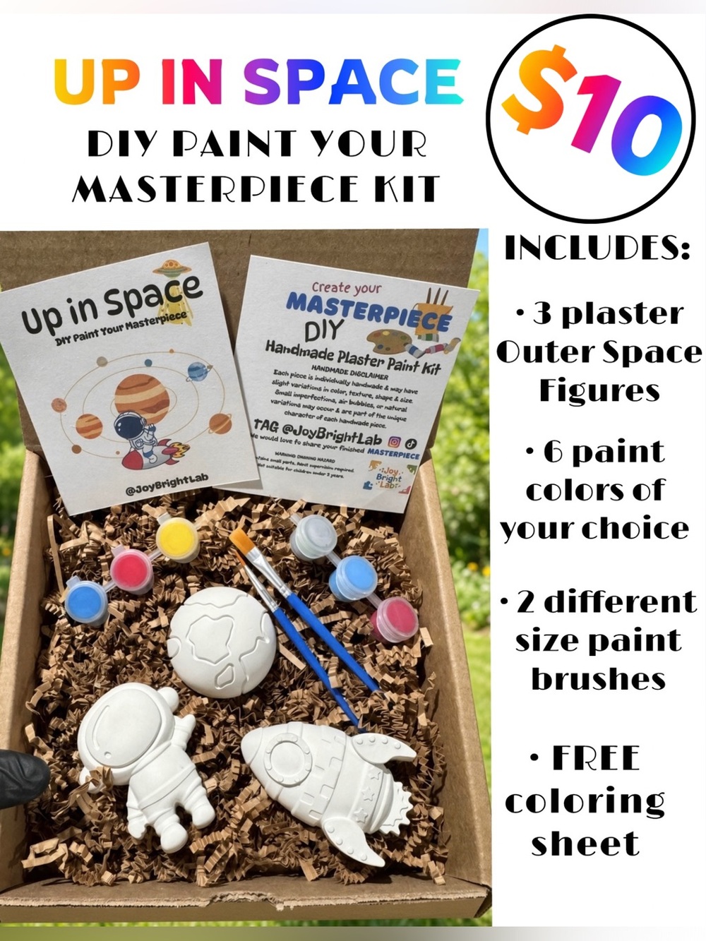 New DIY Paint Your Plaster Masterpiece Up In Space Kids Box Kit Space Figures 🚀
